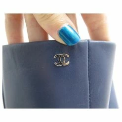 NEW CHANEL BOOTS WITH G HEELS33566 40 BLUE LEATHER BOOTS SHOES -winter shoes Sales 2023 348893 9