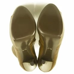 BNWOB Sergio Rossi Tan Shinny Leather Peep Toe Ankle Boots Booties Sz 37,5 Brown -winter shoes Sales 2023 371071 7