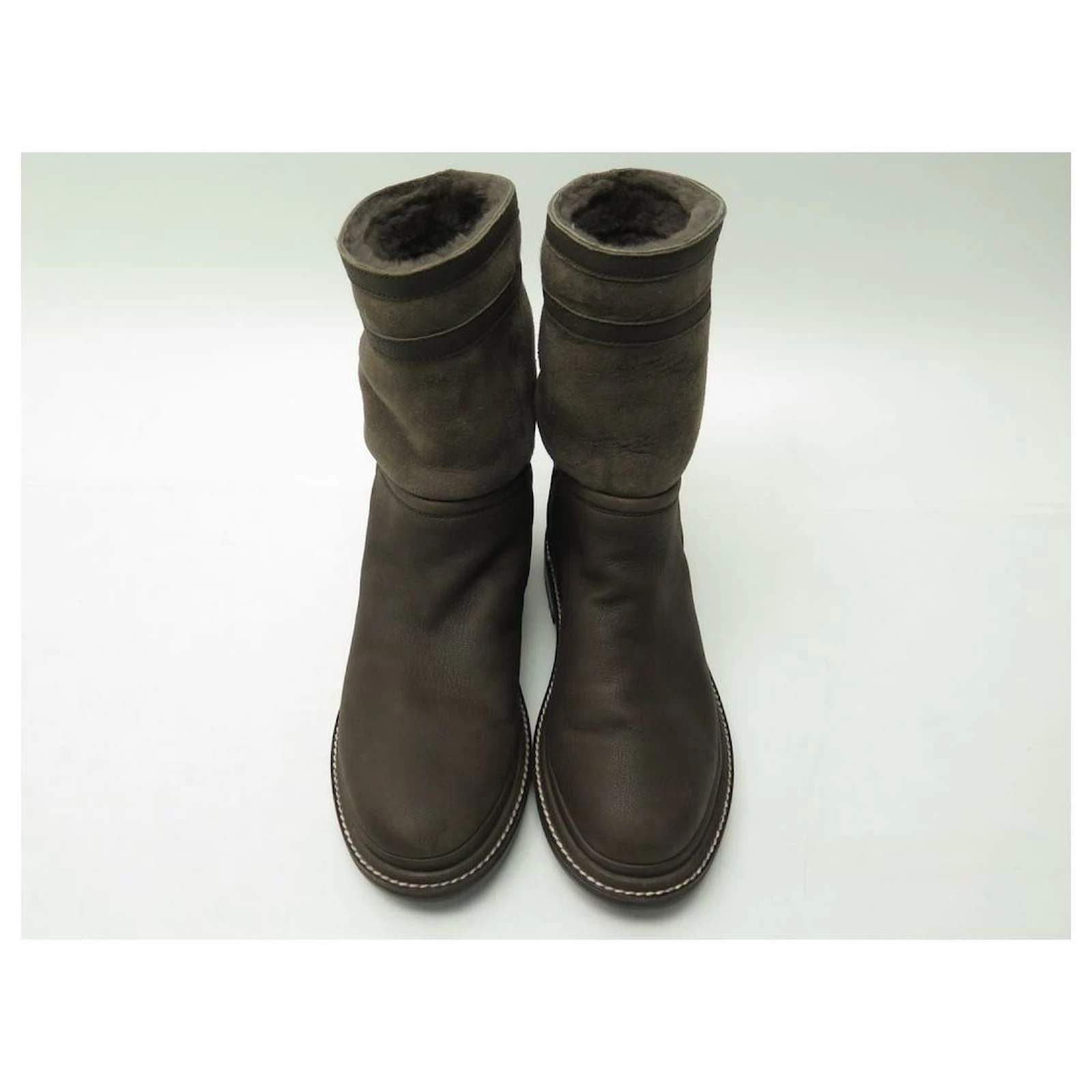 NEW CHANEL G SHOES30154 36 LOW BOOTS BROWN LEATHER BOOTS 6 NEW CHANEL G SHOES30154 36 LOW BOOTS BROWN LEATHER BOOTS - Image 6