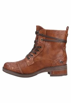 Mustang Lace-Up Ankle Boots - Cognac