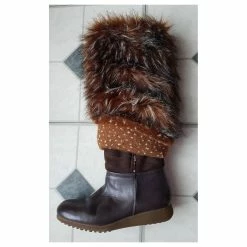 Tosca Blu - Brown Leather And Faux Fur Yeti Moon Boots Beige Light Brown Dark Brown -winter shoes Sales 2023 389336 4