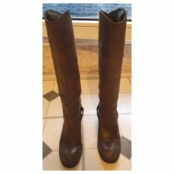 Janet & Janet - Boots With Heel And Metal Chain In Taupe Brown Leather, Rock Spirit -winter shoes Sales 2023 389342 10