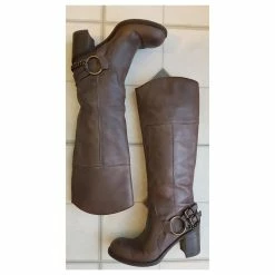 Janet & Janet - Boots With Heel And Metal Chain In Taupe Brown Leather, Rock Spirit -winter shoes Sales 2023 389342 6