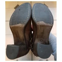 Janet & Janet - Boots With Heel And Metal Chain In Taupe Brown Leather, Rock Spirit -winter shoes Sales 2023 389342 7