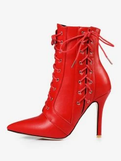 High Heel Booties Red Ankle Boots Pointed Toe Bright Leather Lace Up Booties For Women -winter shoes Sales 2023 39369e3e 885a 43dc 890b 05f5f0ed125d