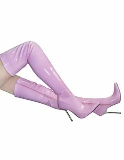 4 3/4'' High Heel Pink Thigh High Patent Boots