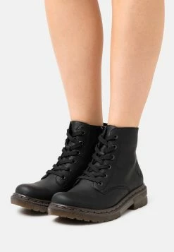 Rieker Lace-Up Ankle Boots - Schwarz