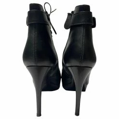 Alexander McQueen Curved Heel Platform Ankle Boots In Black Leather -winter shoes Sales 2023 413862 4