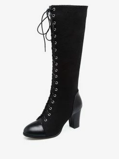 Knee High Boots Womens And Micro Suede Lace Up Round Toe Chunky Heel Boots -winter shoes Sales 2023 41763a36 ad4f 48ac 97e3 3a563bbad036