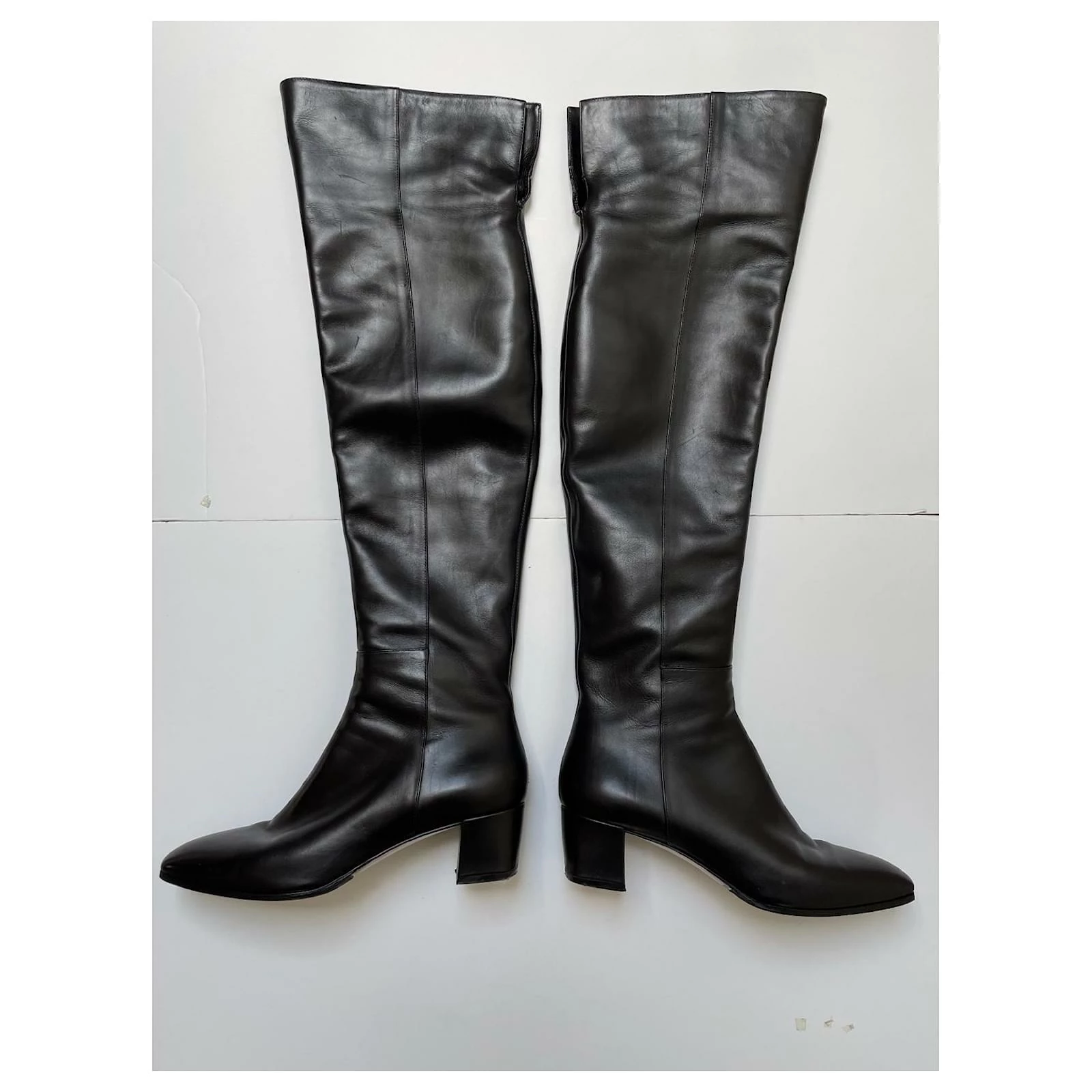 Gianvito Rossi Black Leather Thigh Boots 2 Gianvito Rossi Black Leather Thigh Boots - Image 2