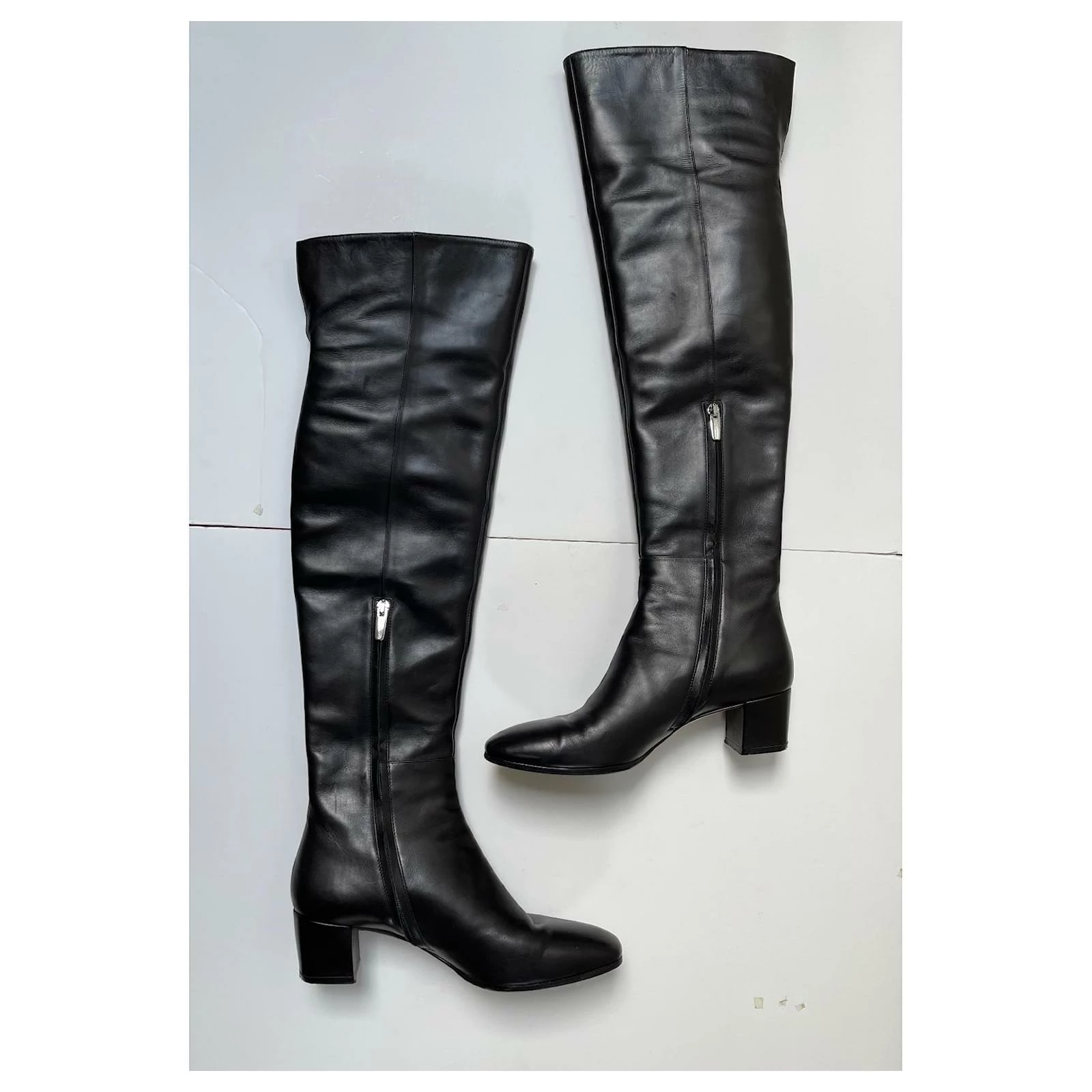 Gianvito Rossi Black Leather Thigh Boots 4 Gianvito Rossi Black Leather Thigh Boots - Image 4