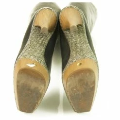 MARNI Black Leather Platform Knee Height Boots Wooden Heels Square Front 36 -winter shoes Sales 2023 422617 5