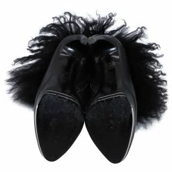 Alexander McQueen Fur Trim Ankle Boots In Black Leather -winter shoes Sales 2023 462555 6