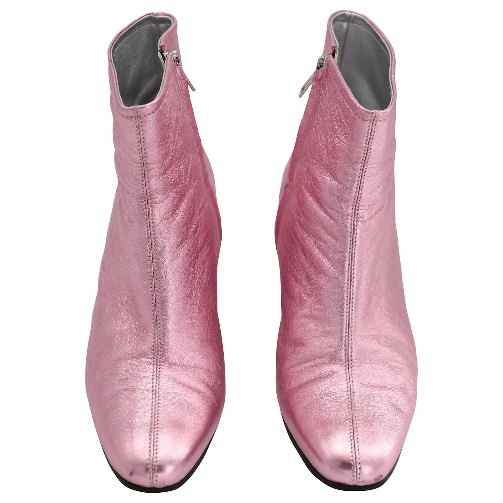 Autre Marque Alexachung Metallic Beatnik Ankle Boots In Pink Leather 2 Autre Marque Alexachung Metallic Beatnik Ankle Boots In Pink Leather - Image 2