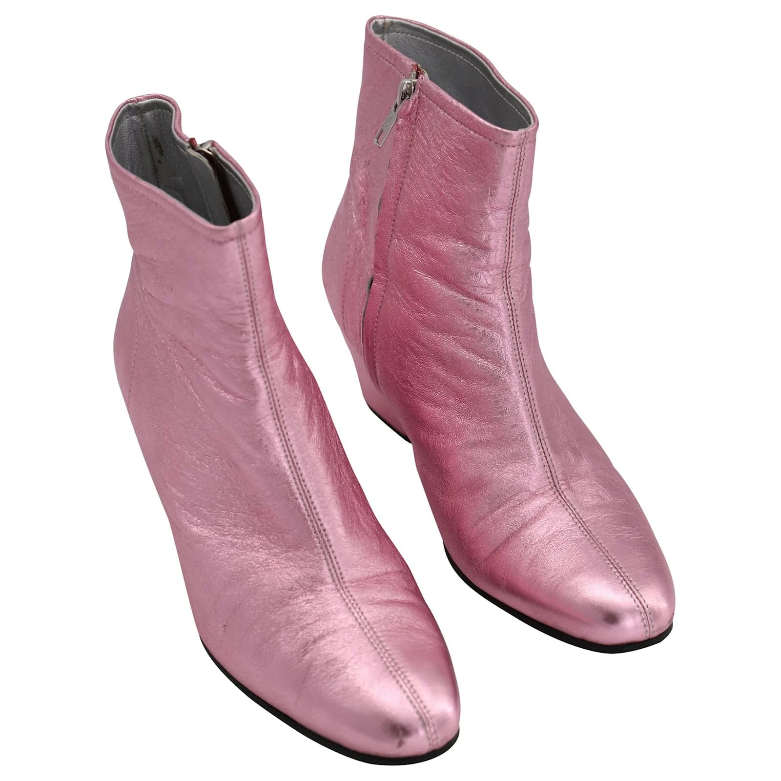 Autre Marque Alexachung Metallic Beatnik Ankle Boots In Pink Leather 7 Autre Marque Alexachung Metallic Beatnik Ankle Boots In Pink Leather - Image 7
