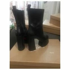 Christian Louboutin Louboutin 130mm Izamayeah Calf Leather Platform Boots Black -winter shoes Sales 2023 475802 6