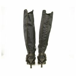 Ermanno Scervino Blue Satin Black Leather Over The Knee Boots Heels Shoes Sz 39 -winter shoes Sales 2023 486867 3