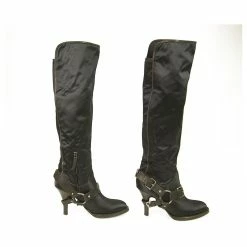 Ermanno Scervino Blue Satin Black Leather Over The Knee Boots Heels Shoes Sz 39 -winter shoes Sales 2023 486867 5