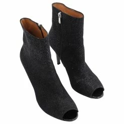 Autre Marque Fratelli Rossetti Metallic Open Toe Pointed Boots In Black Leather -winter shoes Sales 2023 494876 3