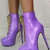 Mens Sexy Boots Round Toe Stiletto Heel Purple Thigh High Boots Sexy Shoes Plus Size Shoes
