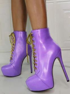 Mens Sexy Boots Round Toe Stiletto Heel Purple Thigh High Boots Sexy Shoes Plus Size Shoes