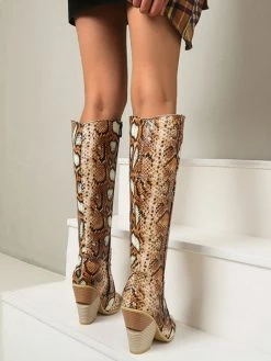 Women's Western Boots Snakeskin Knee-High Boots Block Heel Pink Cowgirl Boots -winter shoes Sales 2023 5012fd06 a2e2 4c85 aeb5 570b8d86cd1e