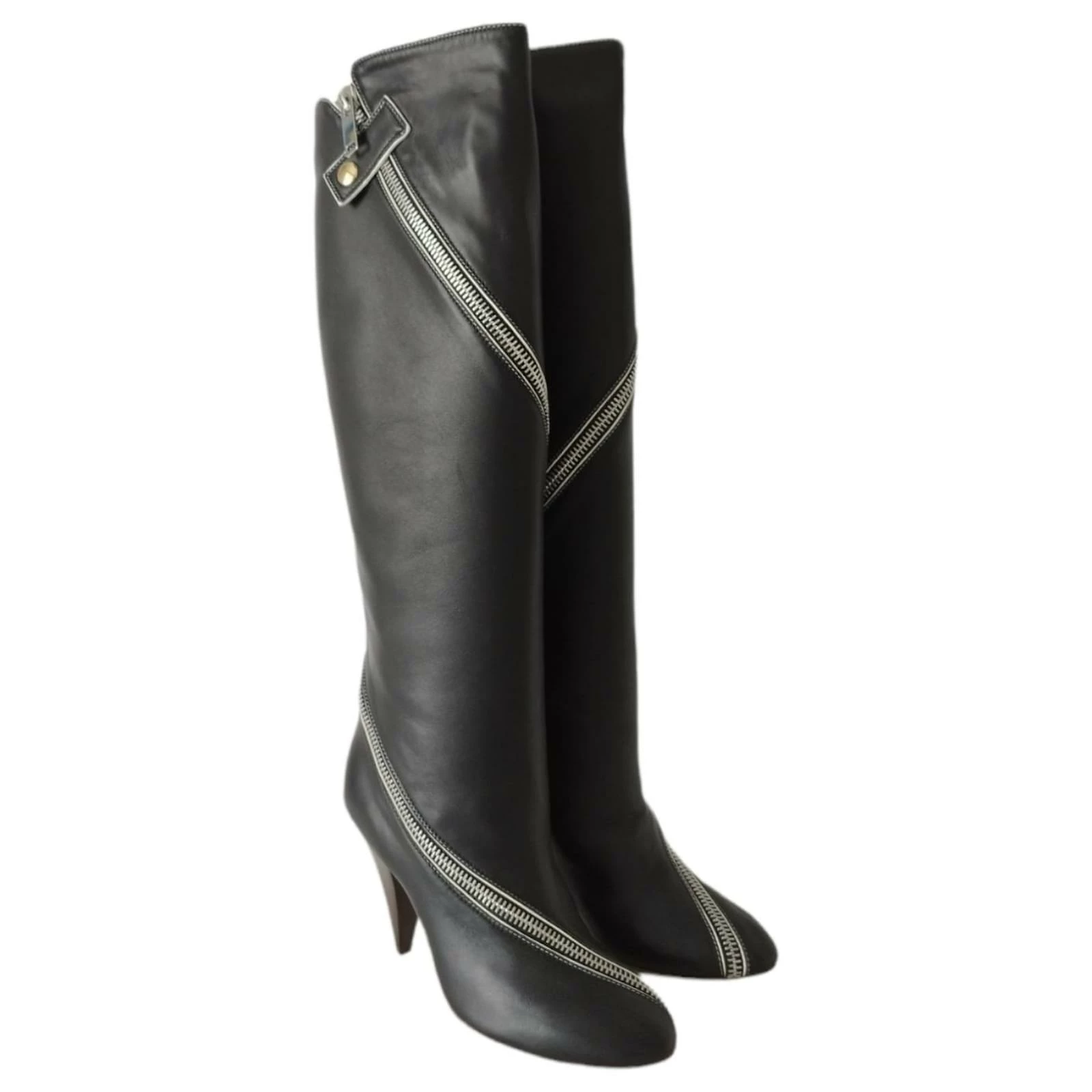 Celine Céline Zip Nappa Black Leather Boots 2 Celine Céline Zip Nappa Black Leather Boots - Image 2