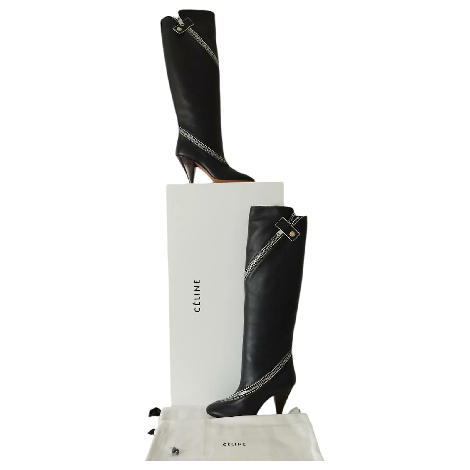Celine Céline Zip Nappa Black Leather Boots 8 Celine Céline Zip Nappa Black Leather Boots - Image 8