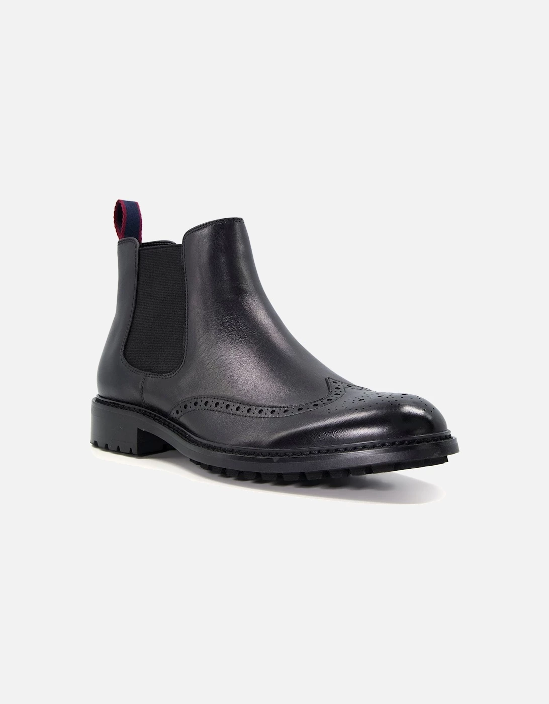 Dune London Dune Mens CHECK Leather Chelsea Brogue Boots 4 Dune London Dune Mens CHECK Leather Chelsea Brogue Boots - Image 4