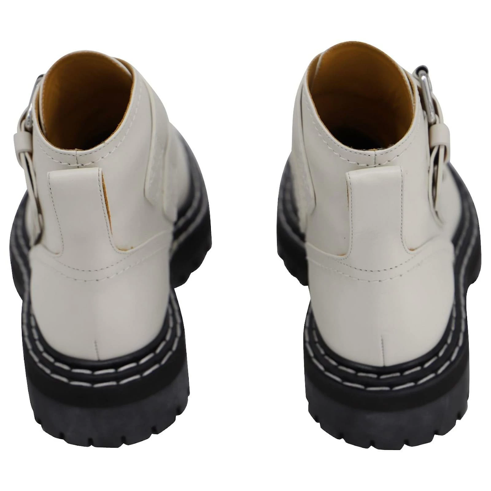 Proenza Schouler Proenza Schoule Lug Sole Buckle Boots In White Calf Leather Leather Cream 3 Proenza Schouler Proenza Schoule Lug Sole Buckle Boots In White Calf Leather Leather Cream - Image 3