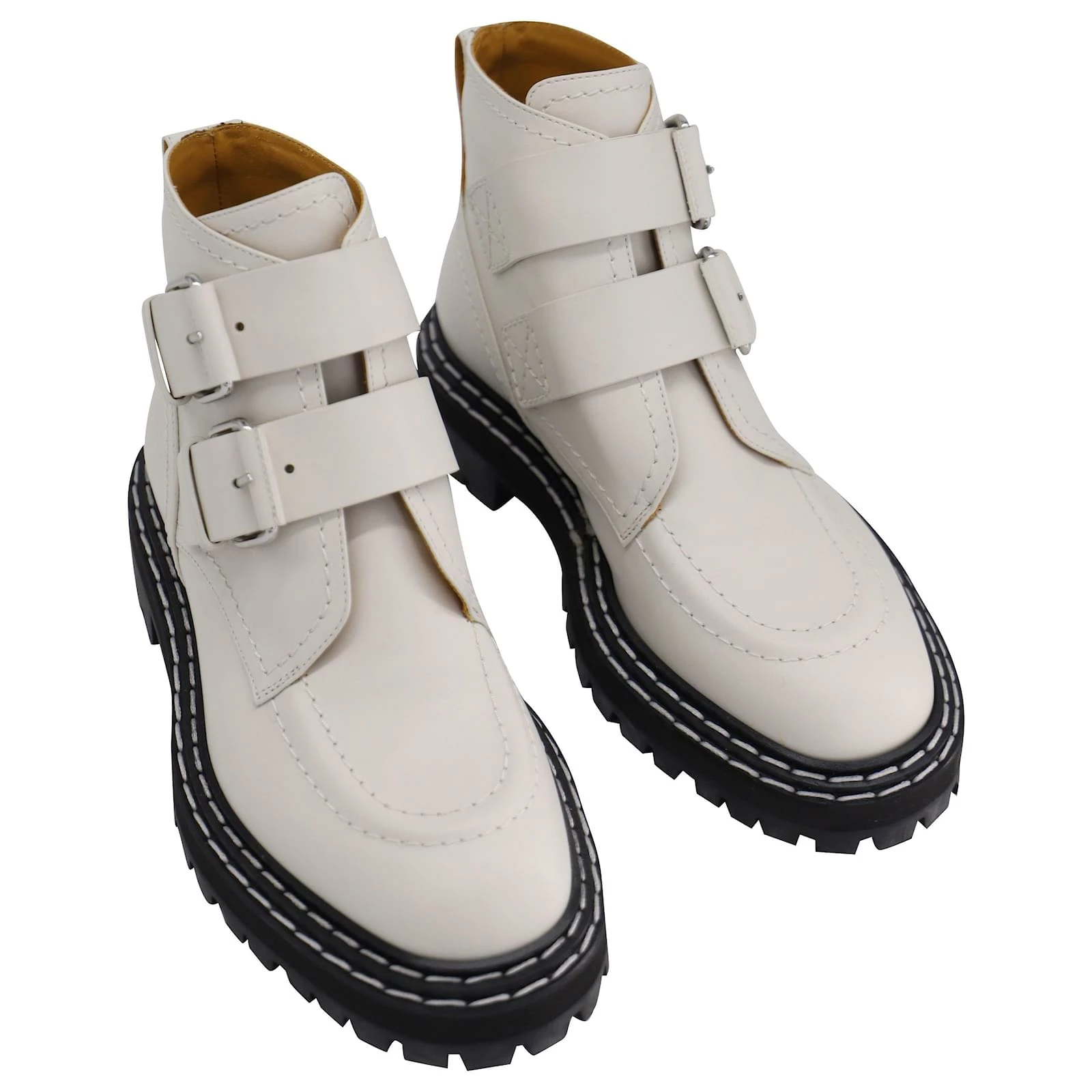 Proenza Schouler Proenza Schoule Lug Sole Buckle Boots In White Calf Leather Leather Cream 5 Proenza Schouler Proenza Schoule Lug Sole Buckle Boots In White Calf Leather Leather Cream - Image 5