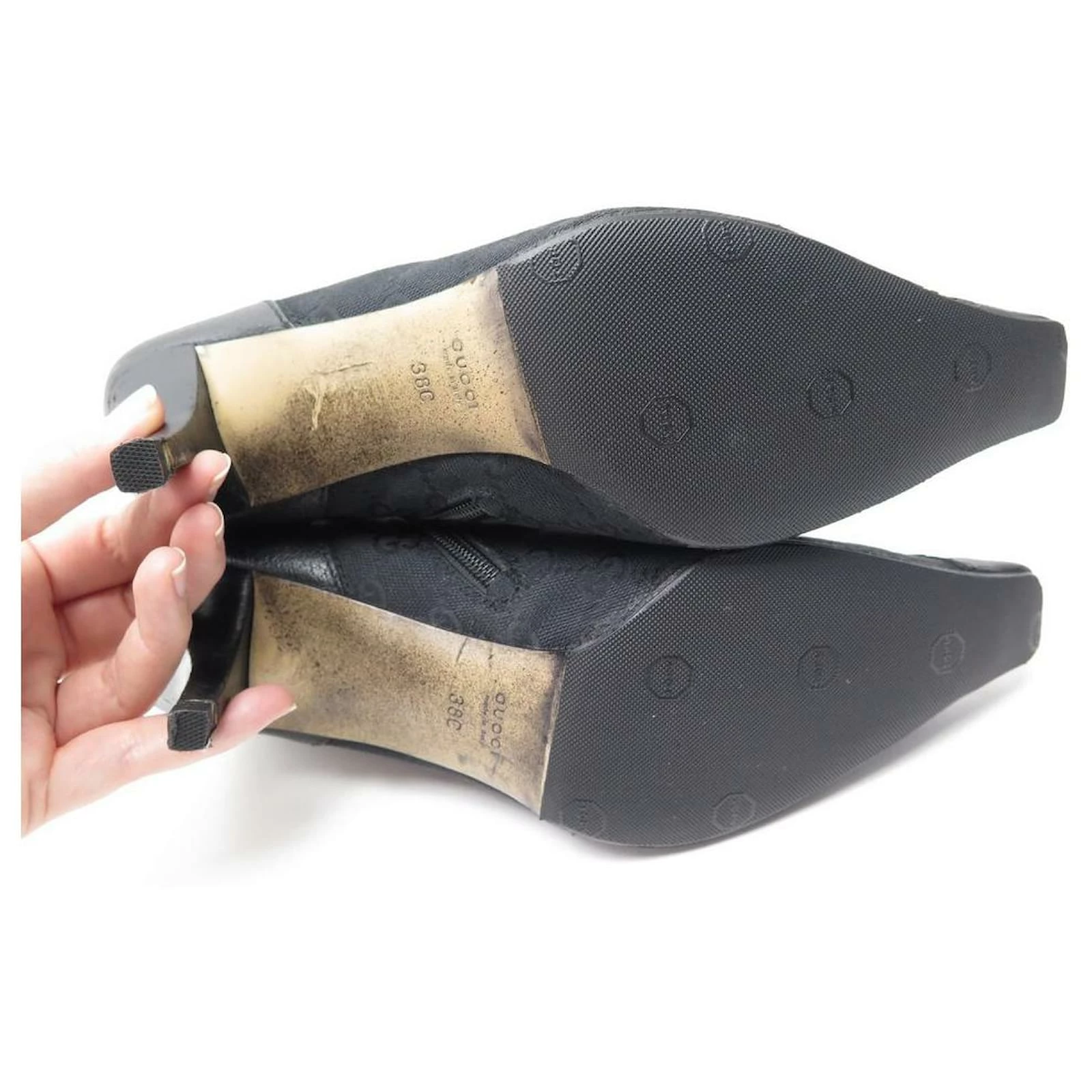 GUCCI SHOES MONOGRAM GG ANKLE BOOTS 133108 38 IT 39 EN LEATHER CANVAS SHOES Black 3 GUCCI SHOES MONOGRAM GG ANKLE BOOTS 133108 38 IT 39 EN LEATHER CANVAS SHOES Black - Image 3