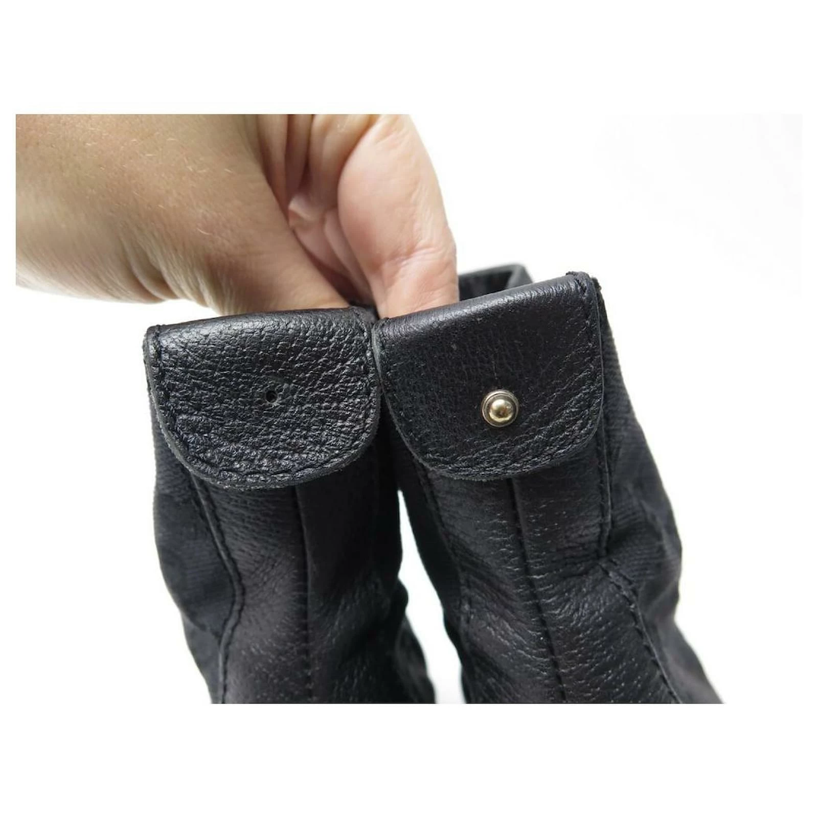 GUCCI SHOES MONOGRAM GG ANKLE BOOTS 133108 38 IT 39 EN LEATHER CANVAS SHOES Black 5 GUCCI SHOES MONOGRAM GG ANKLE BOOTS 133108 38 IT 39 EN LEATHER CANVAS SHOES Black - Image 5