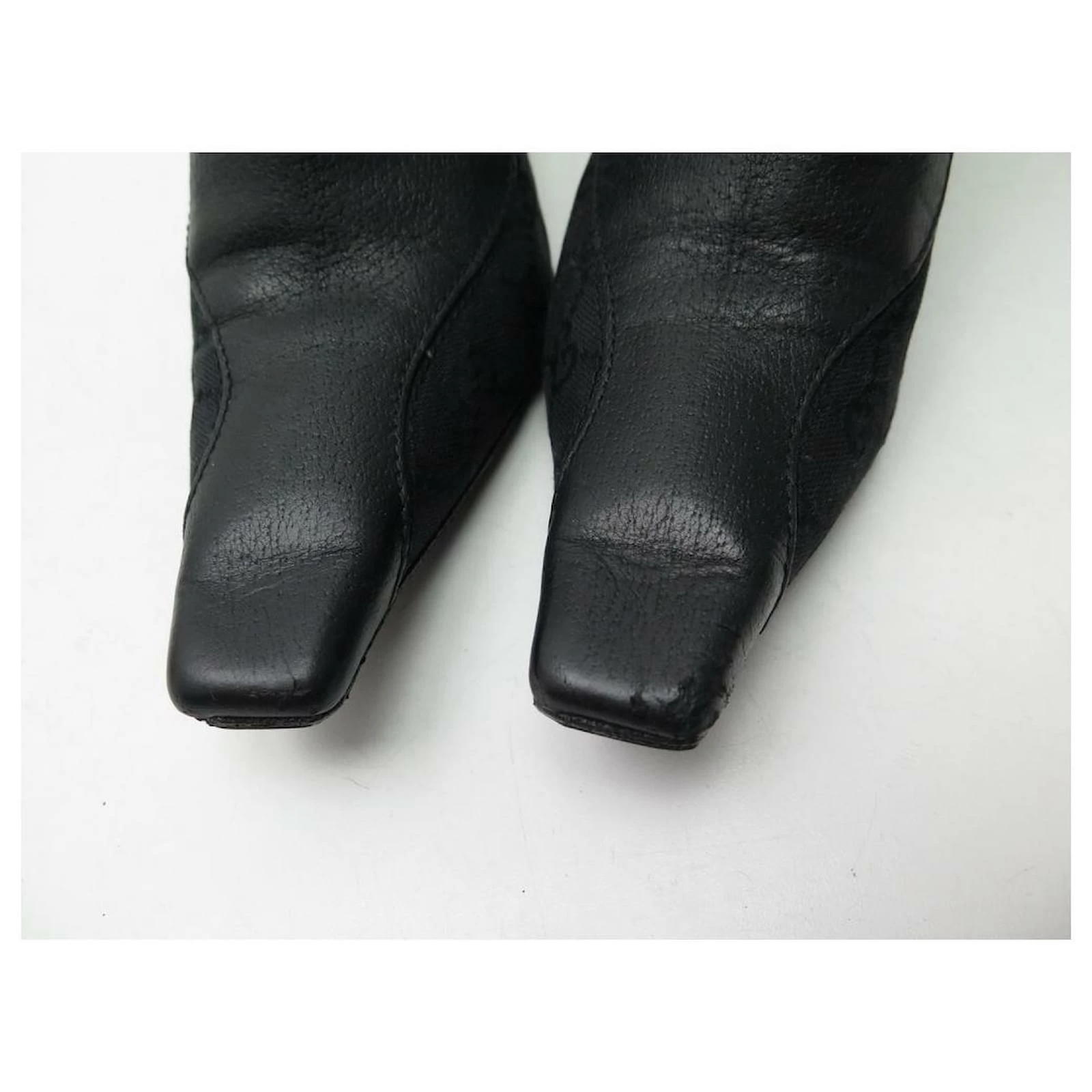 GUCCI SHOES MONOGRAM GG ANKLE BOOTS 133108 38 IT 39 EN LEATHER CANVAS SHOES Black 9 GUCCI SHOES MONOGRAM GG ANKLE BOOTS 133108 38 IT 39 EN LEATHER CANVAS SHOES Black - Image 9