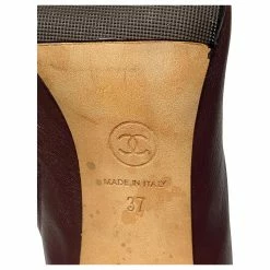 Chanel Sock Ankle Boots In Burgundy Leather Dark Red -winter shoes Sales 2023 530036 6