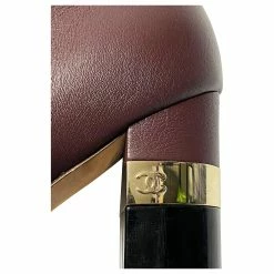 Chanel Sock Ankle Boots In Burgundy Leather Dark Red -winter shoes Sales 2023 530036 7