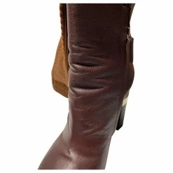 Chanel Sock Ankle Boots In Burgundy Leather Dark Red -winter shoes Sales 2023 530036 9