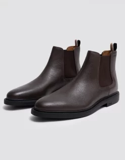 BOSS Orange Larry Mens Grained Leather Chelsea Boots