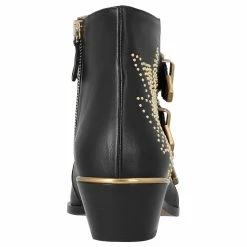 Chloé Women Susanna Short Boots In Black Leather With Gold Studs -winter shoes Sales 2023 562250 3