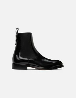 Versace Black Polished Chelsea Boots