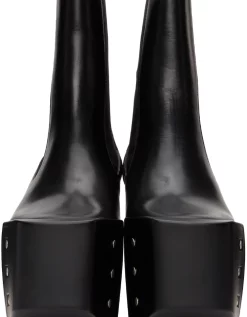 Rick Owens Black Beveled Platform Chelsea Boots