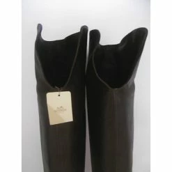 Hermès Hermes Knee Length Leather Boots Dark Brown -winter shoes Sales 2023 56686 10