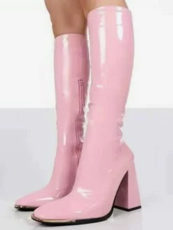 Women's Knee High Boots Patent PU Upper Chunky Heel Boots -winter shoes Sales 2023 5748e86d ed2e 4104 a090 574c1895c1bd