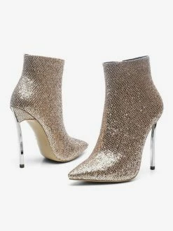 Women Ankle Boots Light Gold Sequined Pointed Toe Stiletto Heel High Heel Booties -winter shoes Sales 2023 57a21c4c 141e 45b5 a9ed 7b7b4a25b2c6