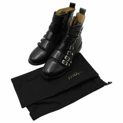 Maje Ankle Boots With Multiple Buckle-detailed Straps In Black Leather -winter shoes Sales 2023 593129 10