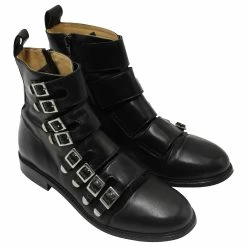 Maje Ankle Boots With Multiple Buckle-detailed Straps In Black Leather -winter shoes Sales 2023 593129 3