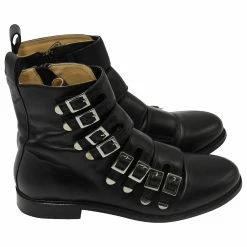 Maje Ankle Boots With Multiple Buckle-detailed Straps In Black Leather -winter shoes Sales 2023 593129 4
