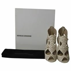 Nicholas Kirkwood Studded Cutout Ankle Boots In Cream Leather White -winter shoes Sales 2023 593400 8