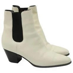 Céline Celine Chelsea Ankle Boots In White Ivory Leather Cream 11 Céline Celine Chelsea Ankle Boots In White Ivory Leather Cream -winter shoes Sales 2023 596991 3
