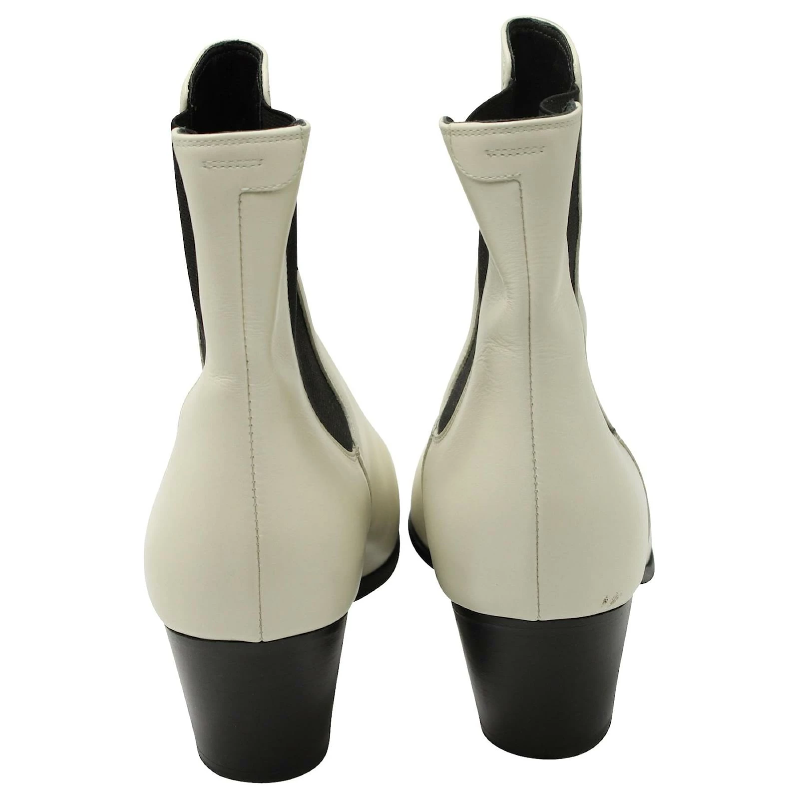 Céline Celine Chelsea Ankle Boots In White Ivory Leather Cream 5 Céline Celine Chelsea Ankle Boots In White Ivory Leather Cream - Image 5